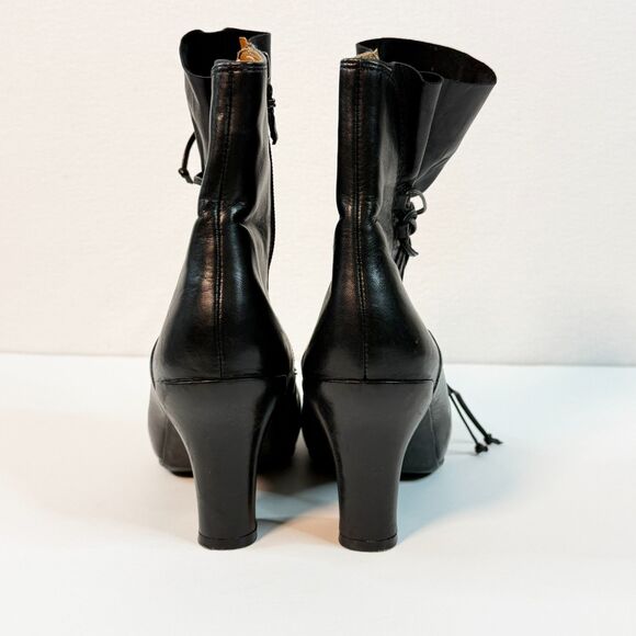 Earthies | Eleganza | Black Silky Leather Witchy Goth Booties | Sz 7.5B - Picture 3 of 8